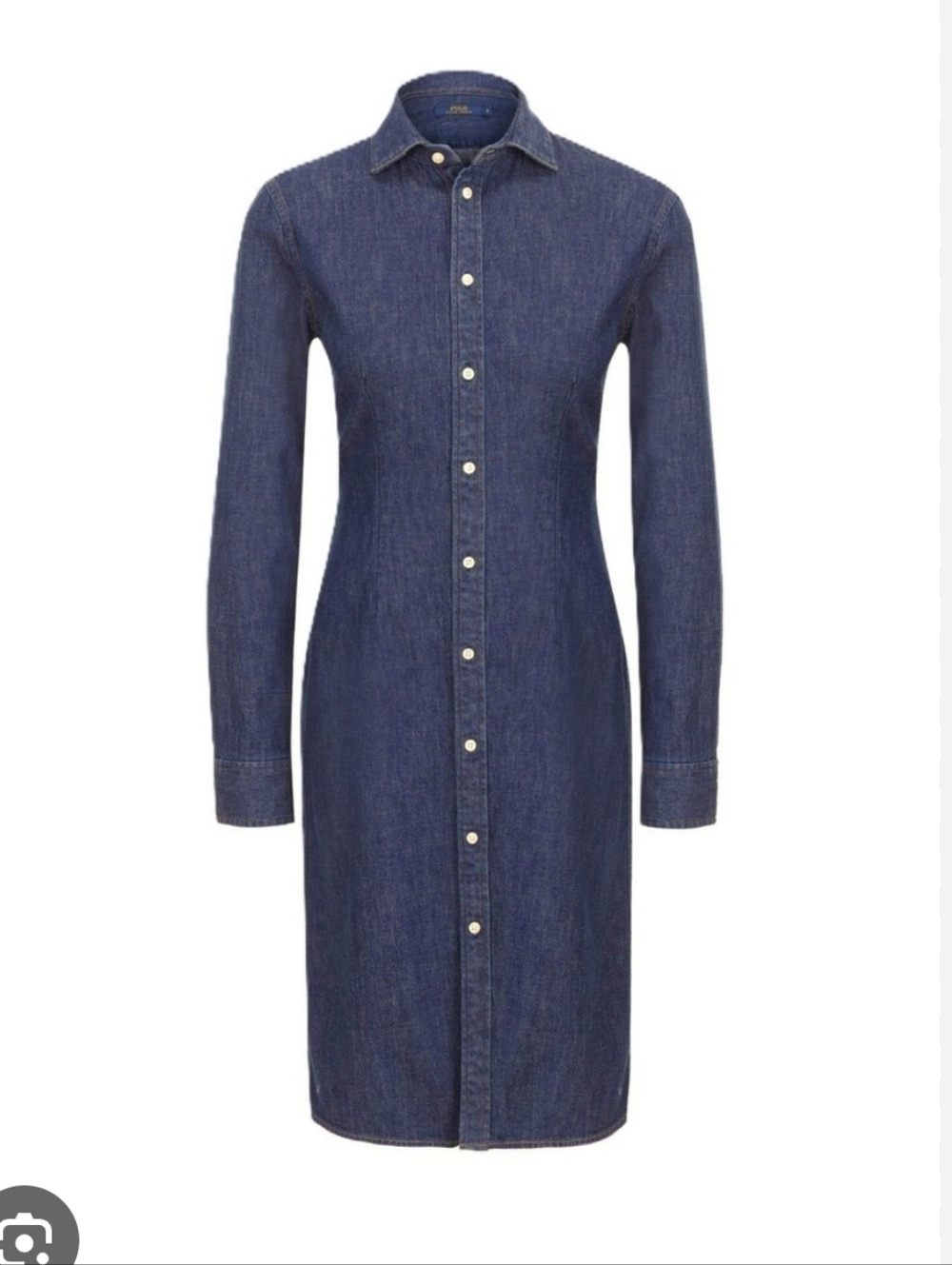 Polo by Ralph Lauren Dark Blue Denim Button-Front Midi Dress - Picture 8 of 11
